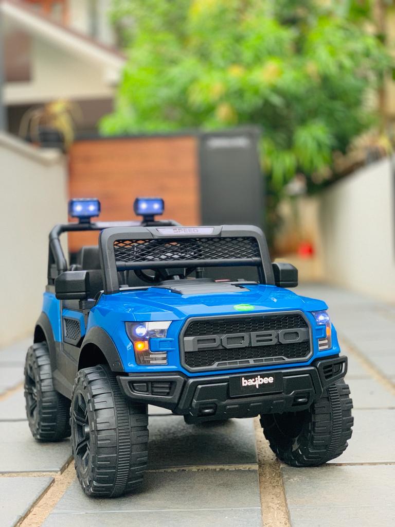 Pobo Kids Electric Rechargeable Jeep I LED Head Lights & Music I 1-8 Years