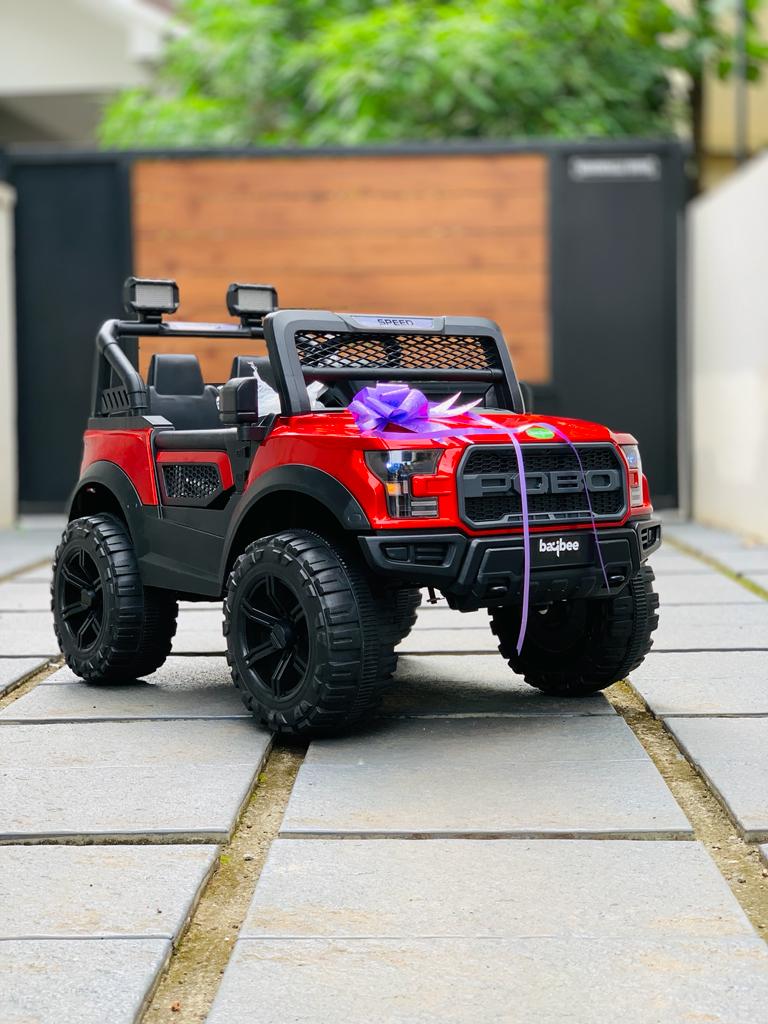 Pobo Kids Electric Rechargeable Jeep I LED Head Lights & Music I 1-8 Years